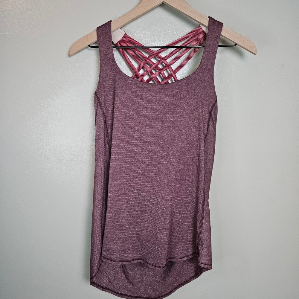 Lululemon Wild Tank Sz 6 Burgundy Coral Built‎ In Bra Layered